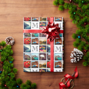 Papel De Presente Colagem de Fotografias do Monograma Personalizado