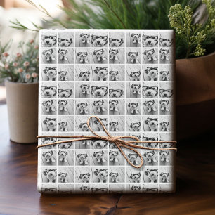 Papel De Presente Colagem de Fotos 9 Quadrados - Preto e Branco