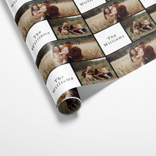 Papel De Presente Colagem de Fotos da Família Modern Boho Christmas