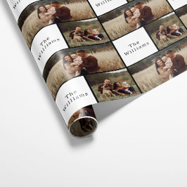 Papel De Presente Colagem de Fotos da Família Modern Boho Christmas