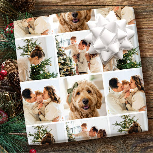 Papel De Presente Colagem de Fotos de Família Personalizada de Natal