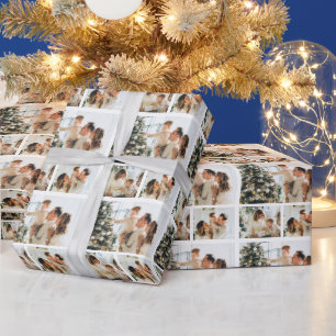 Papel De Presente Colagem de Fotos de Natal Minimalista Elegante 3