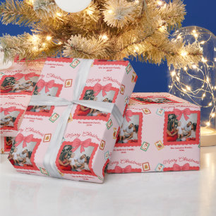 Papel De Presente Colagem de Fotos de Natal Personalizada e Fofa