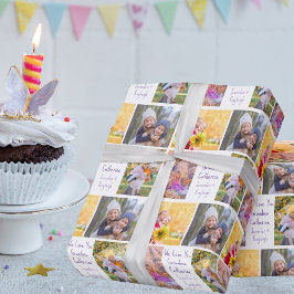 Papel De Presente Colagem de Fotos de Netos de Aniversário da Vovó P