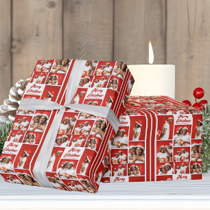 Papel De Presente Colagem de Fotos Ousada de Natal Vermelho 2025