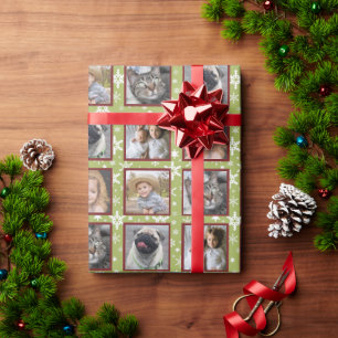 Papel De Presente Colagem de Fotos Personalizada da Família Snowfla