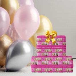 Papel De Presente Colagem de Fotos Personalizada da Rapariga de Aniv