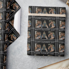 Papel De Presente Colagem de Fotos Personalizada do Papai Preto Feli