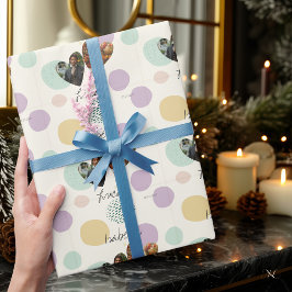 Papel De Presente Colagem de Fotos Personalizadas com Padrão de Pont