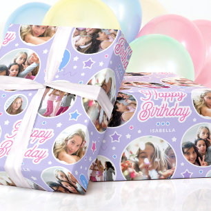 Papel De Presente Colagem de Fotos Personalizadas para Aniversário d