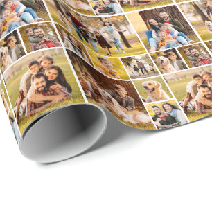Papel De Presente Colagem de Fotos Simples 11 Fotos Padrão Único