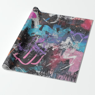 Papel De Presente Colagem de Grafite Urbana com Cores Intensas Pint