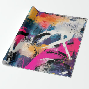 Papel De Presente Colagem de Grafite Urbana com Cores Intensas  Pint