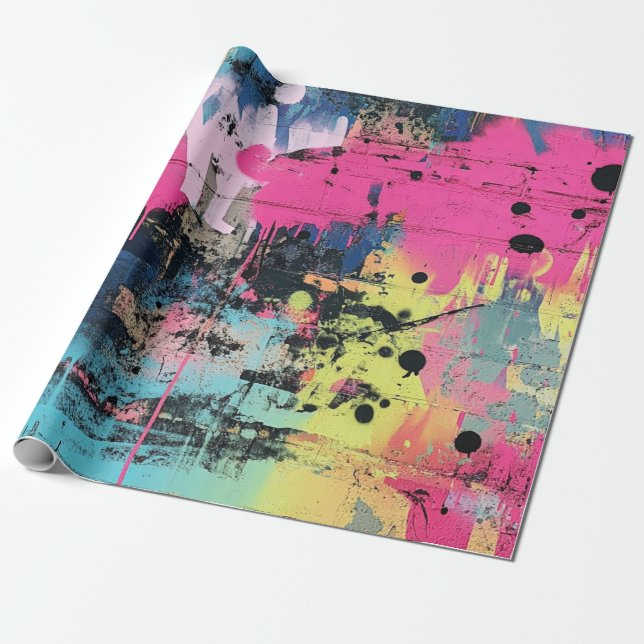 Papel De Presente Colagem de Grafite Urbana com Cores Intensas  Tint (Desenrolado)