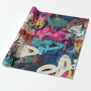 Papel De Presente Colagem de Grafite Urbana com Cores Intensas Tint