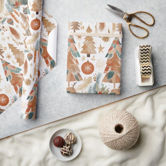Papel De Presente Colagem de Natal Chic da Boêmia (Artesanato)