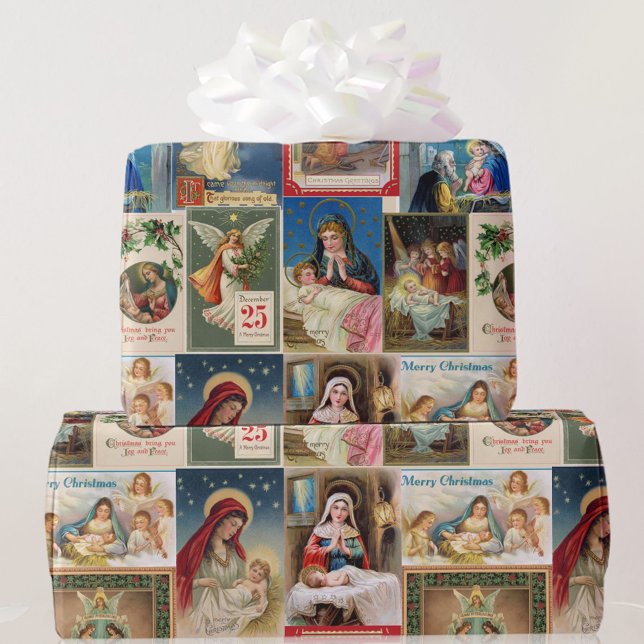 Papel De Presente Colagem de Natal de Cartões Postais Antigos Jesus  (Criador carregado)