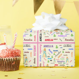 Papel De Presente Colagem de Nome de Nuvem de Palavras Palavras de F