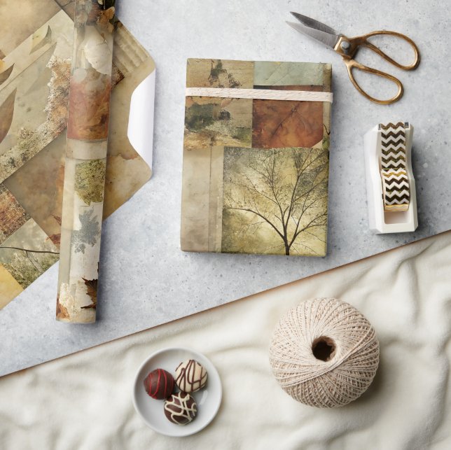 Papel De Presente Colagem de Papel de outono (Artesanato)