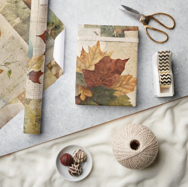 Papel De Presente Colagem de Papel do outono 03 (Artesanato)