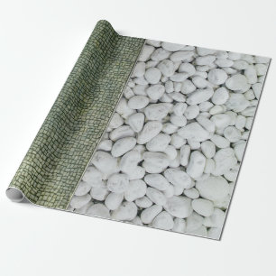 Papel De Presente Colagem de pedregulagem branca