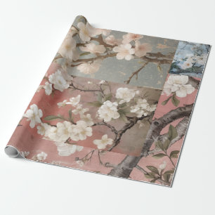 Papel De Presente Colagem de Pinks e Blues com Dusty Chinoiserie