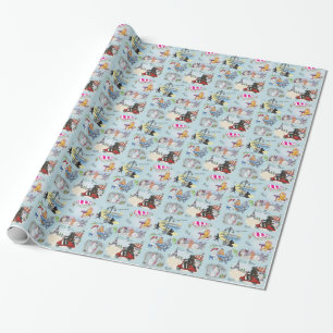 Papel De Presente Colagem de Poodle Retro