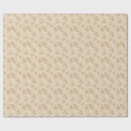 Papel De Presente Colagem de Rosas e Letras Manuscritas Vintage Rola