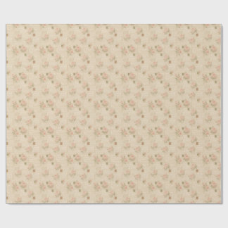 Papel De Presente Colagem de Rosas e Letras Manuscritas Vintage Rola