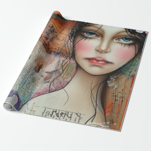 Papel De Presente Colagem de Rosto de Álbum de Recortes Vintage (10)