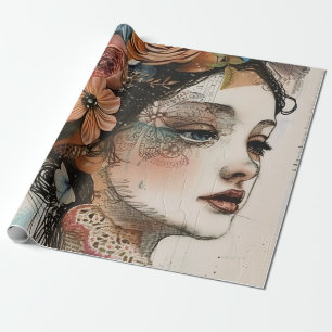 Papel De Presente Colagem de Rosto de Álbum de Recortes Vintage (2)