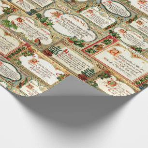 Papel De Presente Colagem de saudações de Natais vintages ornamentad
