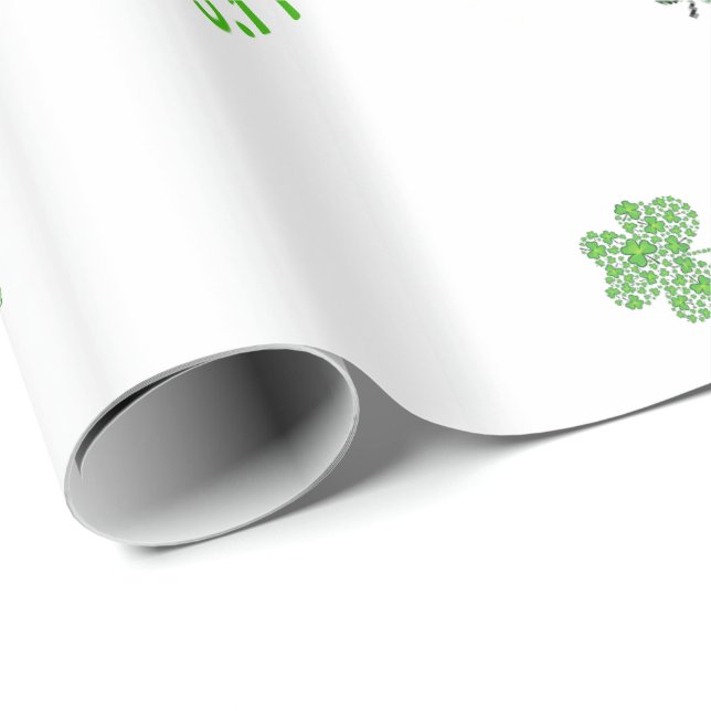 Papel De Presente Colagem de Shamrock Personalizada (Ponta do rolo)