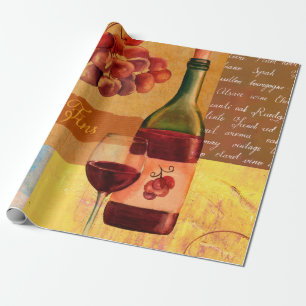 Papel De Presente Colagem de vinhos com estilo Vintage com um desenh