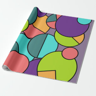 Papel De Presente Colagem do Círculo Moderno do Século médio