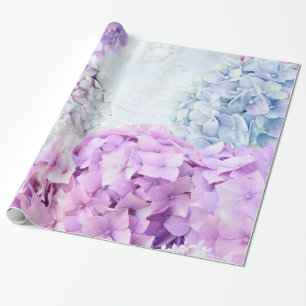 Papel De Presente Colagem do Pastel do Hydrangea da flor do