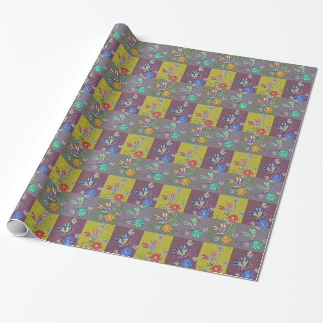 Papel De Presente Colagem Dragonfly (Desenrolado)
