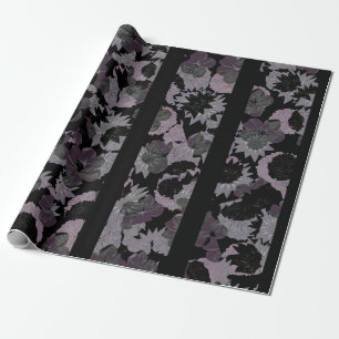 Papel De Presente Colagem floral rústica com padrão listrado