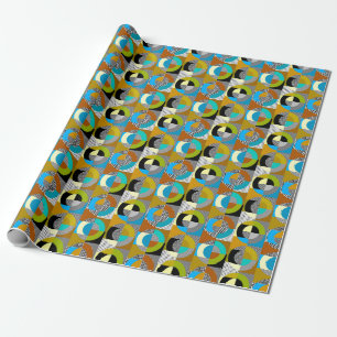 Papel De Presente Colagem geométrica: círculos, padrão de colheita.