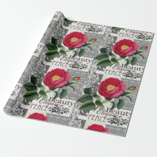 Papel De Presente Colagem moderna do wallpaper do rosa Vintage Damas