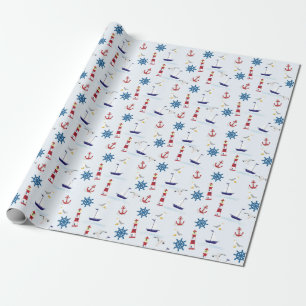 Papel De Presente Colagem Náutica