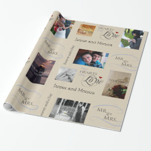 Papel De Presente Colagem Personalizada de Fotos de Casamento com Cu