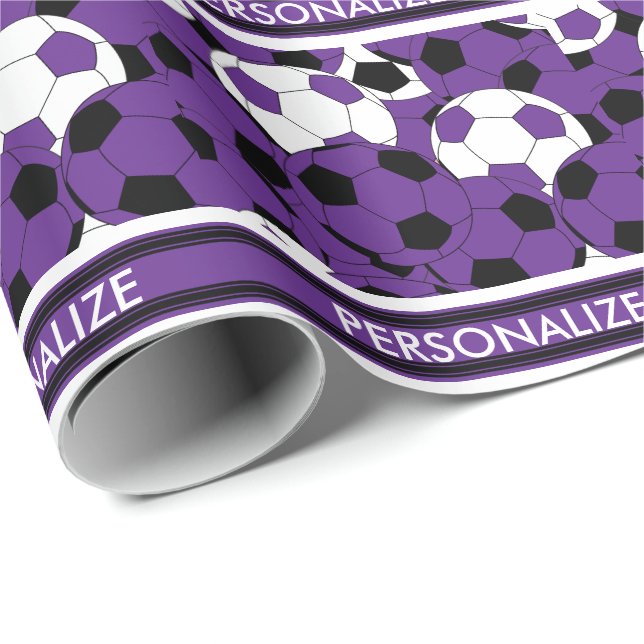 Papel De Presente Colagem Profunda de Futebol Roxo (Ponta do rolo)