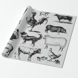 Papel De Presente Colagem Russa de Animais da Exploração Agrícola Vi