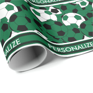 Papel De Presente Colagem verde escuro da bola de futebol