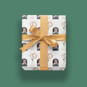 Papel De Presente Colar de Terço Sagrada Comunhão Foto Católico