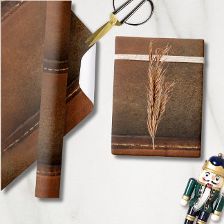 Papel De Presente Colar Para Cima, Tan Faux Leather