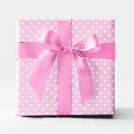 Papel De Presente Colar Rosa e Bolinhas Branca Pequena
