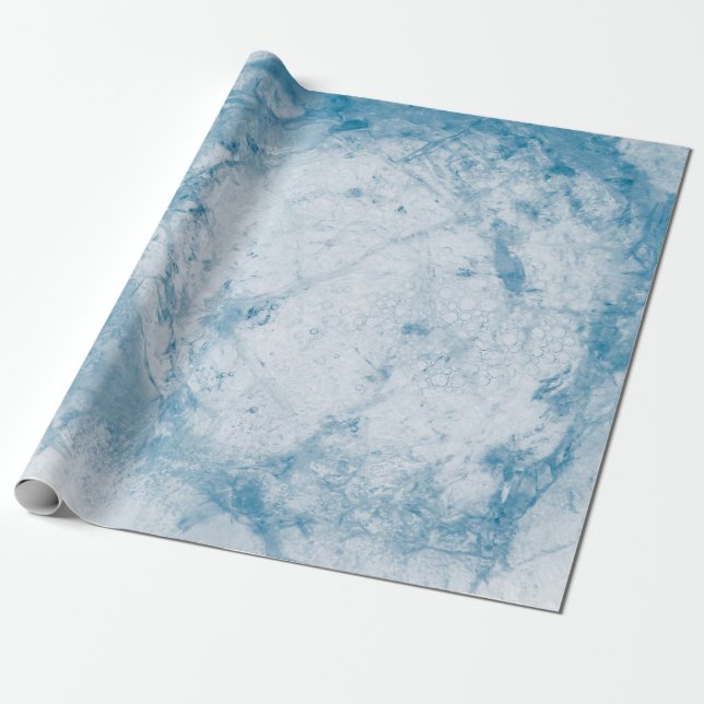 Papel De Presente Colchão floral branco e azul (Desenrolado)