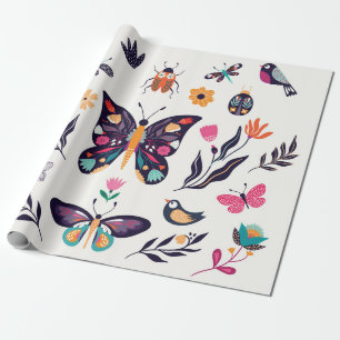 Papel De Presente Coleção à mão de elementos de primavera de ver
